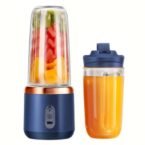 2-in-1 Portable Blender & Juicer – USB Rechargeable Smoothie Maker with 6 Blades and Dual Cups for Shakes, Juices & Iced Drinks