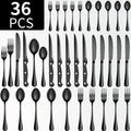 Luxury Stainless Steel Cutlery Set for 6/12 – Black & Silver Mirror Finish Flatware, Perfect Christmas, Wedding & Thanksgiving Gift