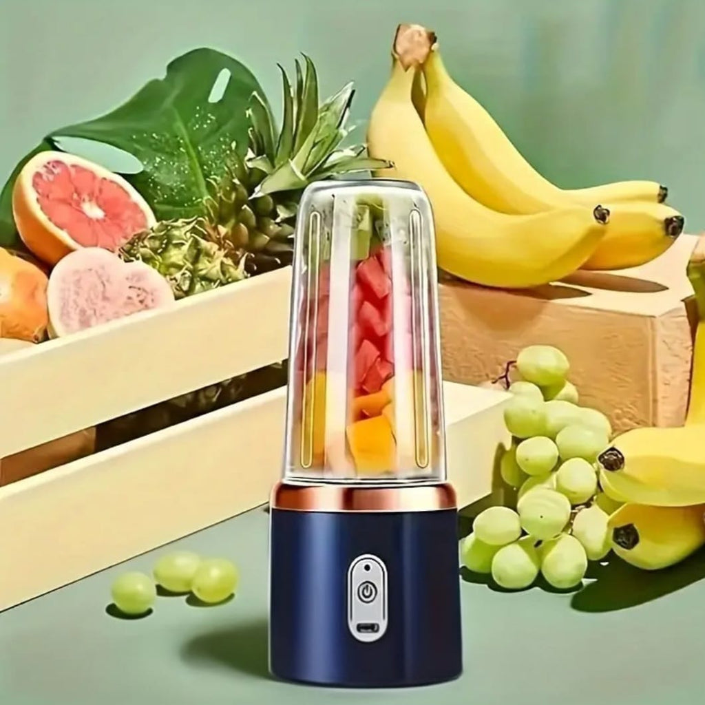 2-in-1 Portable Blender & Juicer – USB Rechargeable Smoothie Maker with 6 Blades and Dual Cups for Shakes, Juices & Iced Drinks