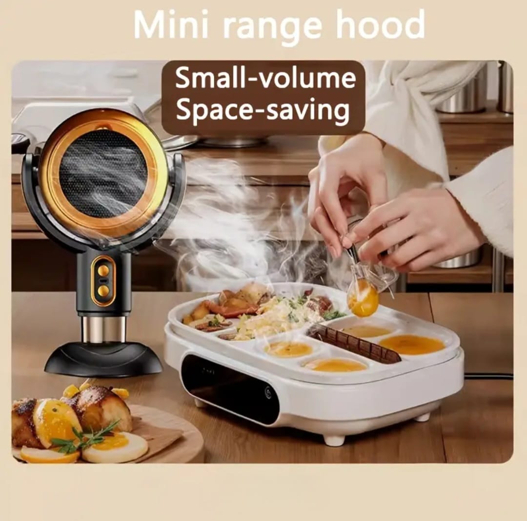 Portable Wireless Desktop Range Hood – USB-Powered 2-Speed Exhaust Fan with Detachable & Washable Filter for Indoor BBQ, Hot Pot, RV, and Camping